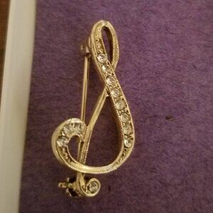 Intial S Costume Jewelry Pin Brooch